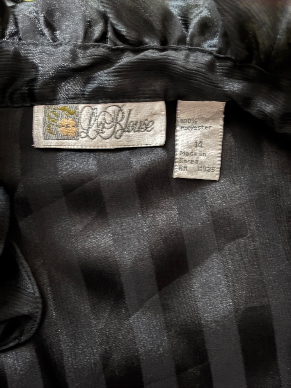 Vintage La Blouse Black Ruffled Button-Up - Picture 7 of 12